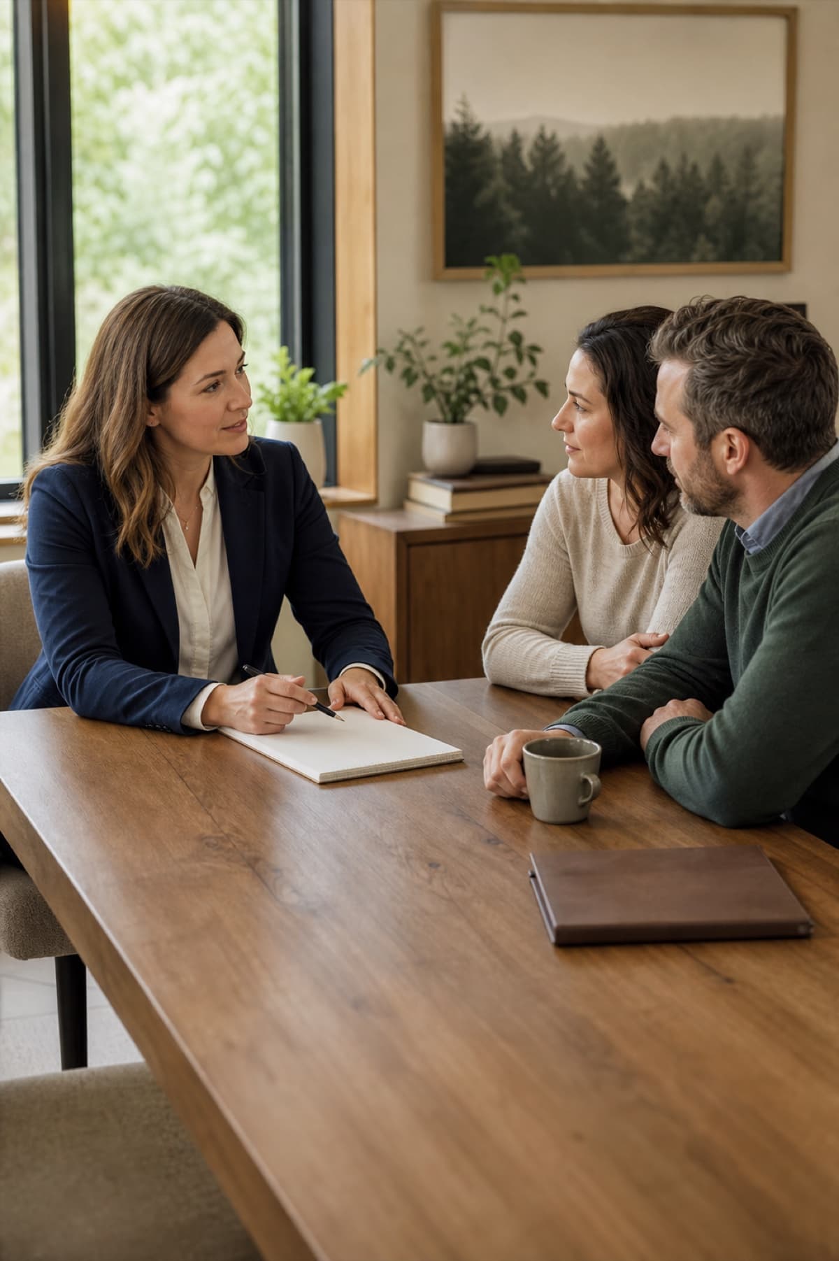 A licensed professional discussing coverage goals with a couple